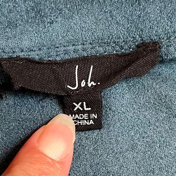 Joh. Turquoise V-neck Long Sleeve Blouse Suede Feel XL - Picture 8 of 10